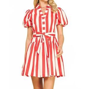 Pinch Red and White Striped Mini Dress